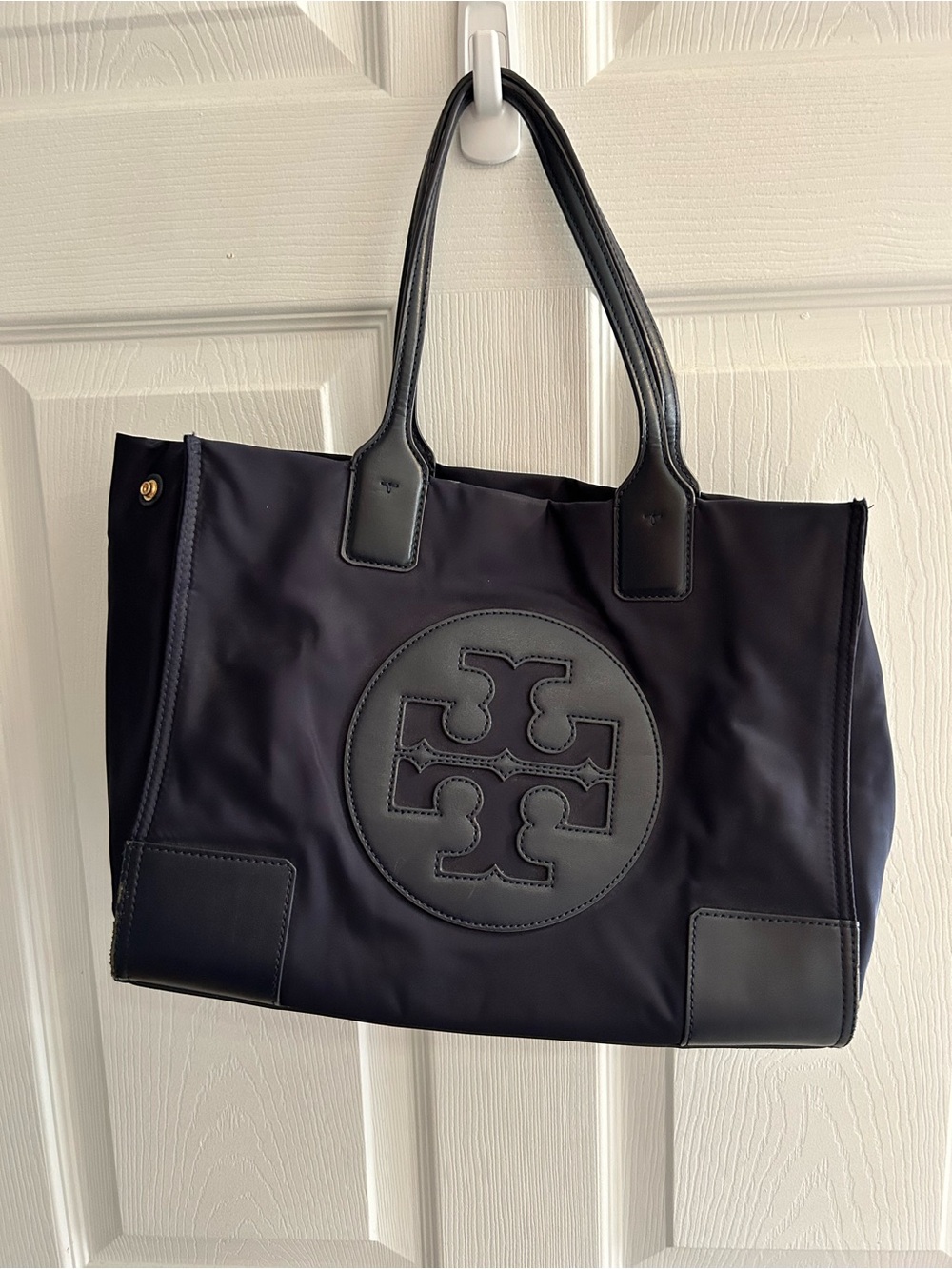 Tory Burch Navy Blue Logo Tote